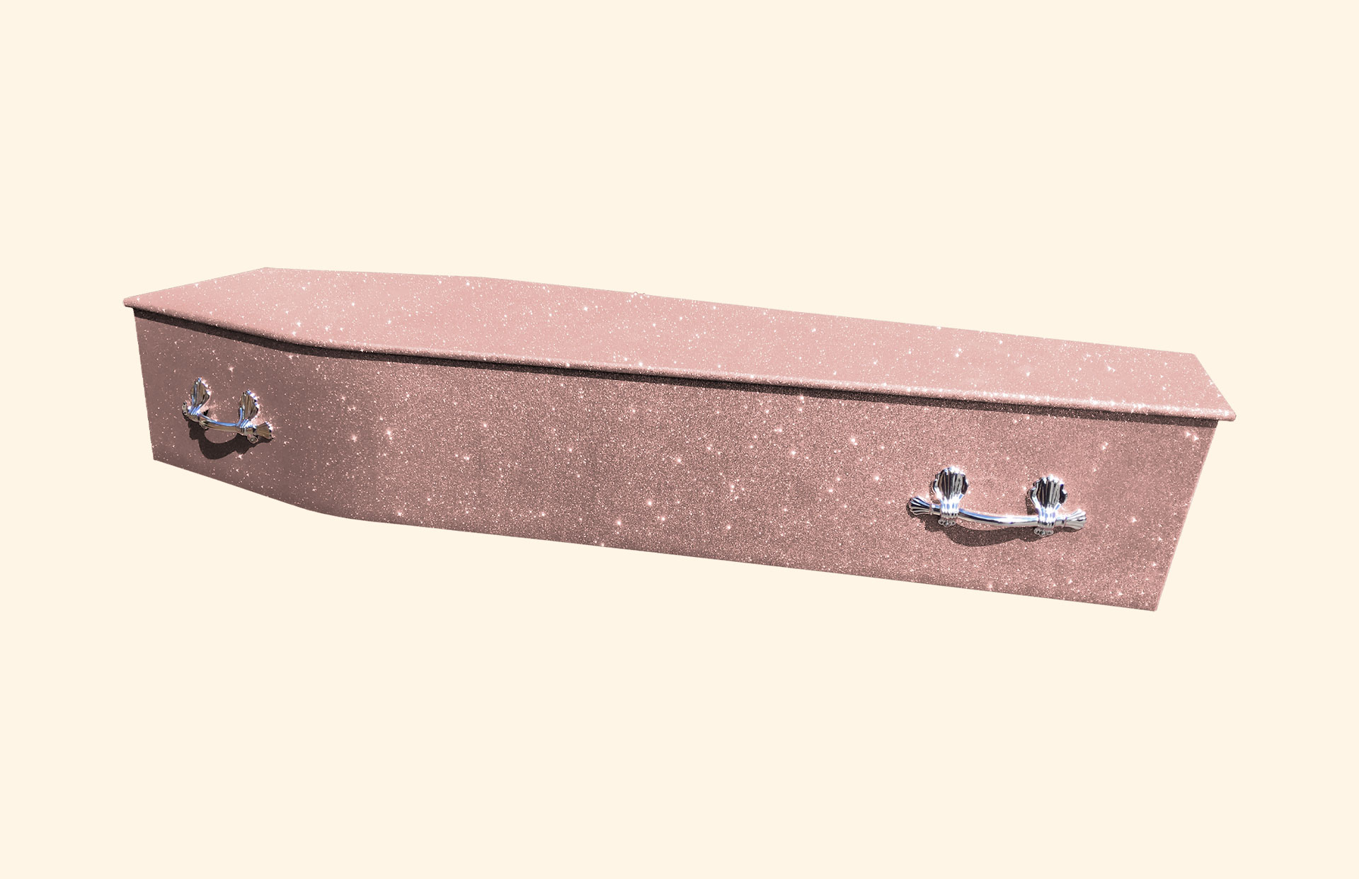 Rose Gold Glitter over a traditional coffin